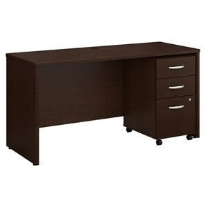 Series C 60W x 24D Office Desk with Drawers in Mocha Cherry - Engineered Wood