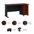 Series A 60W Desk with Drawers in Hansen Cherry and Galaxy - Engineered Wood