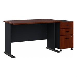 Series A 48W Desk with Drawers in Hansen Cherry and Galaxy - Engineered Wood