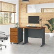 Series A 36W Desk with Drawers in Natural Cherry and Slate - Engineered Wood
