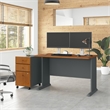 Series A 48W Desk with Drawers in Natural Cherry and Slate - Engineered Wood