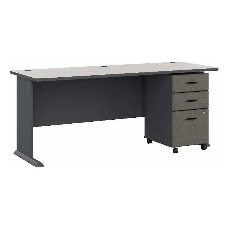 Series A 72W Desk with Drawers in Slate and White Spectrum - Engineered Wood
