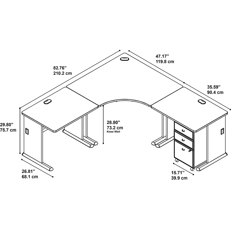 Series A 84W x 84D Corner Desk with Mobile File Cabinet in Cherry