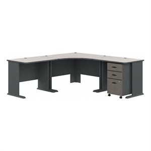 Series A 84W x 84D Corner Desk with Mobile File in Slate/White - Engineered Wood