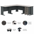 Series A 84W x 84D Corner Desk with Mobile File in Slate/White - Engineered Wood
