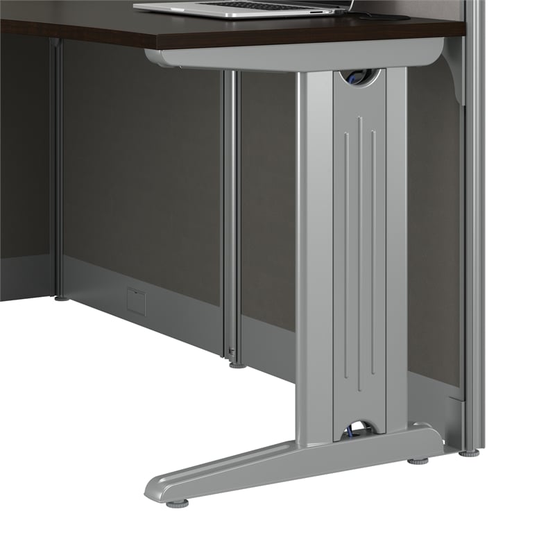 Office in an Hour 65W L Shaped Cubicle Desk in Mocha Cherry - Engineered Wood