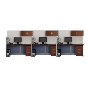 Bush Business Furniture Office-in-an-Hour 3 Desk Workstation in Hansen Cherry