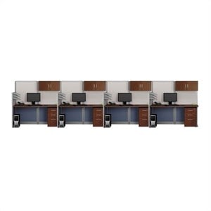 Bush Business Furniture Office-in-an-Hour 4 Desk Workstation in Hansen Cherry