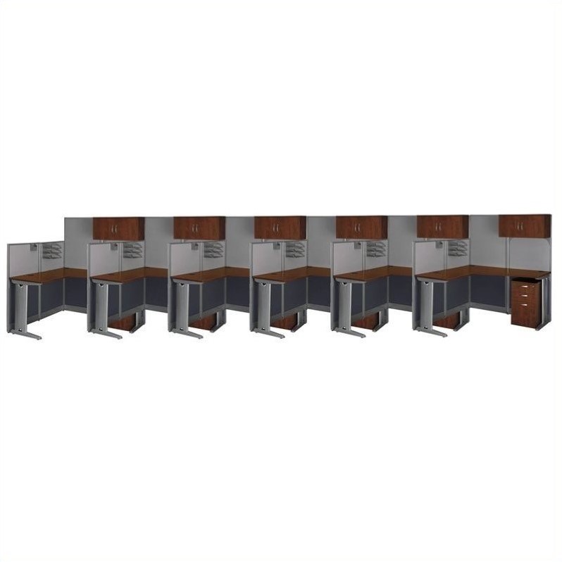 Bush Business Furniture Office-in-an-Hour Hansen Cherry Cubicles for 6