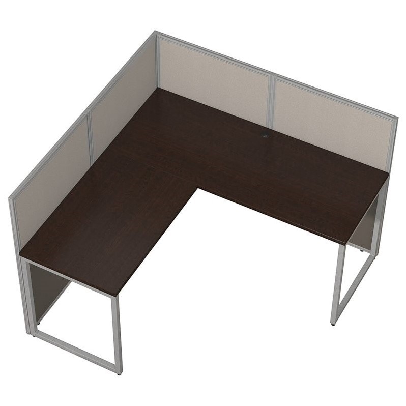Bush Business Furniture Easy Office L Shaped Wood Computer Desk in Mocha Cherry