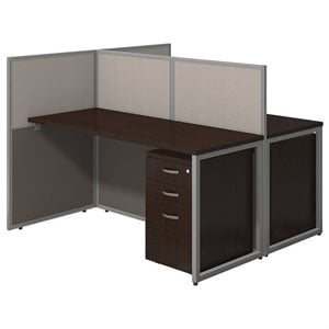Easy Office 60W Two Person Straight Desk Office Suite in Mocha Cherry
