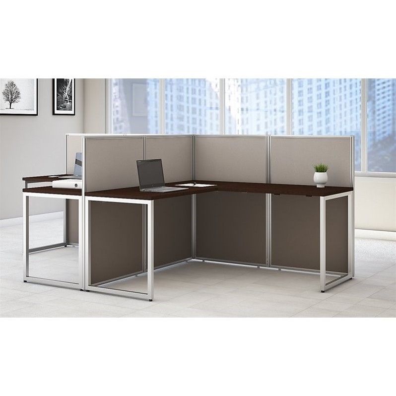 Bush Business Furniture Easy Office L Shaped Desk for 2 Mocha Cherry