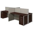 Easy Office 4 Person Straight Desk Open Office with Cabinets in Cherry