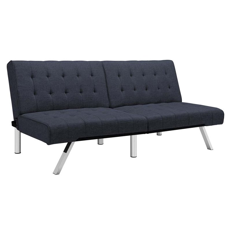 Linen Convertible Futon in Navy Blue 2007629