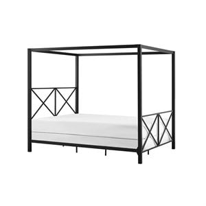 DHP Rosedale Modern Romance Metal Queen Canopy Bed in Black