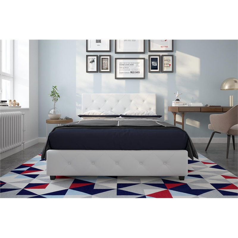DHP Dakota Upholstered Faux Leather Full Bed in White