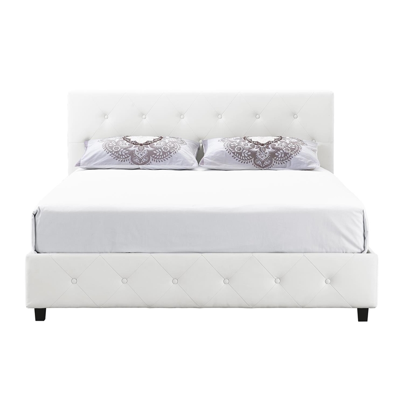 DHP Dakota Upholstered Faux Leather Full Bed in White