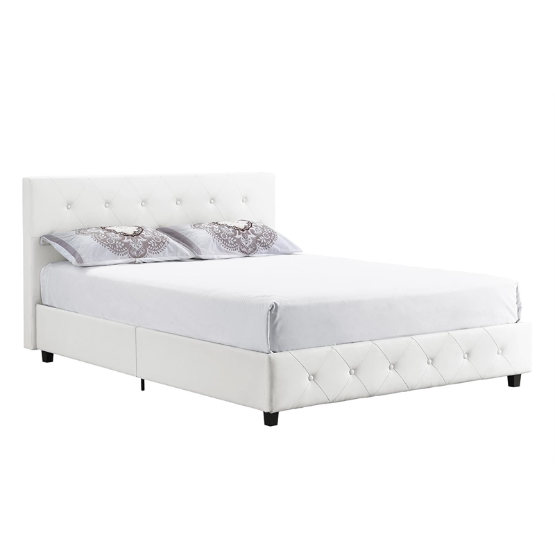 DHP Dakota Upholstered Faux Leather Full Bed in White