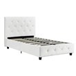 Upholstered Faux Leather Twin Bed in White