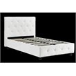 Upholstered Faux Leather Twin Bed in White