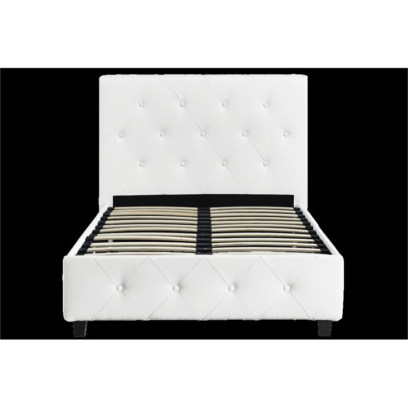 Upholstered Faux Leather Twin Bed in White