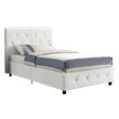Upholstered Faux Leather Twin Bed in White