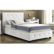 Upholstered Faux Leather Twin Bed in White