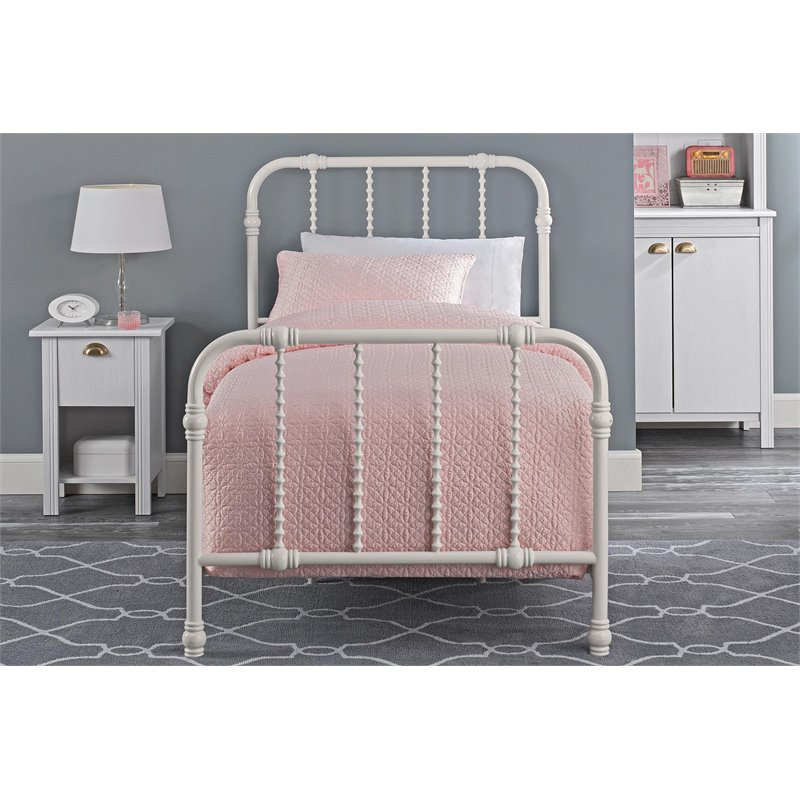 DHP Jenny Lind Metal Twin Bed in White