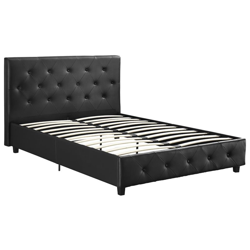 DHP Dakota Faux Leather Upholstered Queen Platform Bed in Black