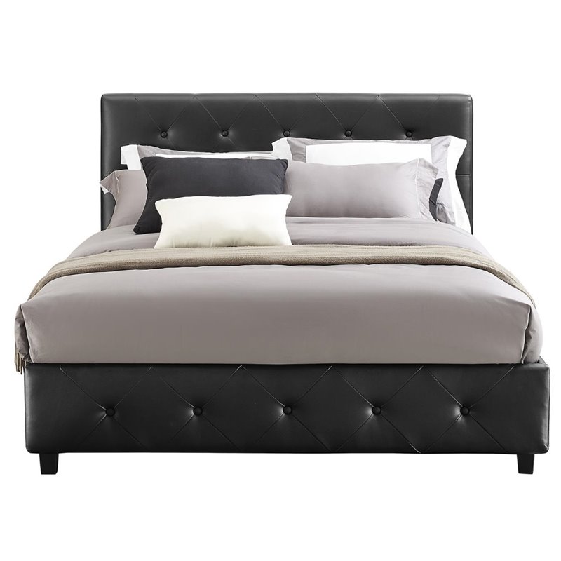 DHP Dakota Faux Leather Upholstered Queen Platform Bed in Black