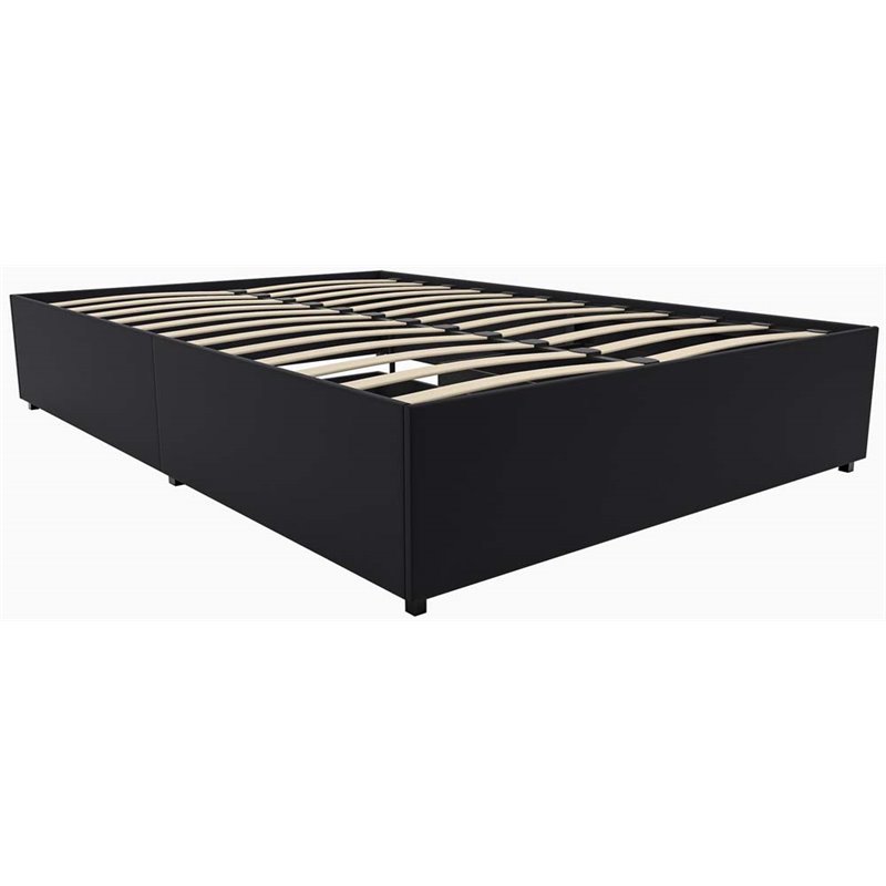 DHP Maven Faux Leather Upholstered Queen Platform Storage Bed in Black