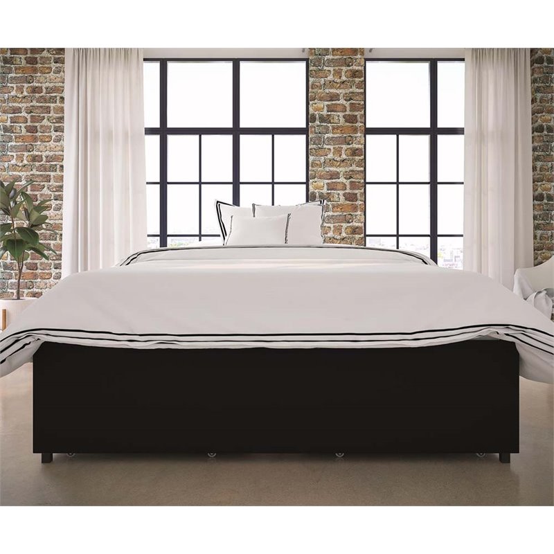 DHP Maven Faux Leather Upholstered Queen Platform Storage Bed in Black