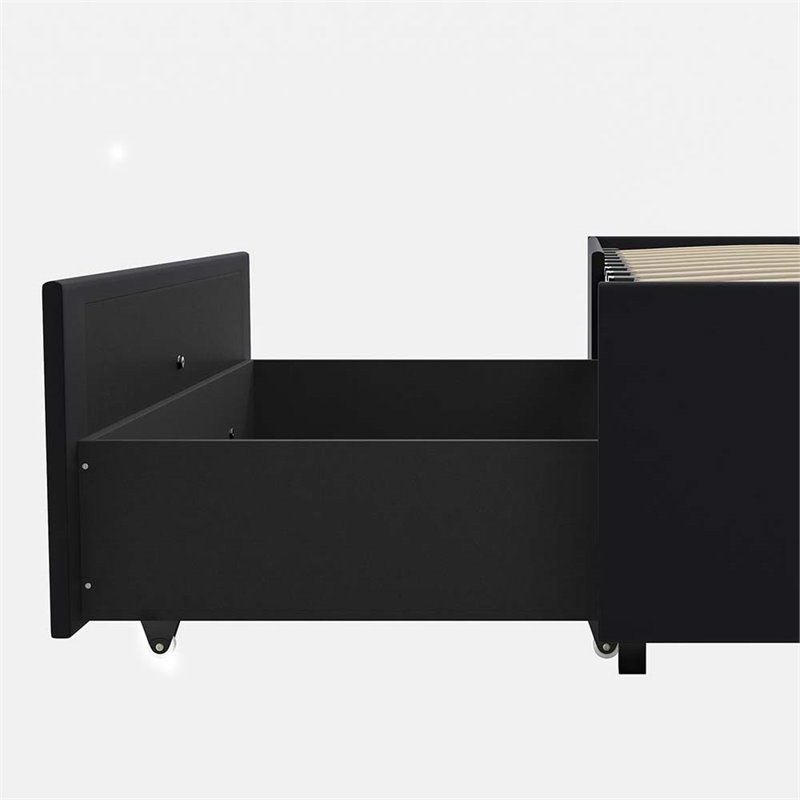 DHP Maven Faux Leather Upholstered Queen Platform Storage Bed in Black