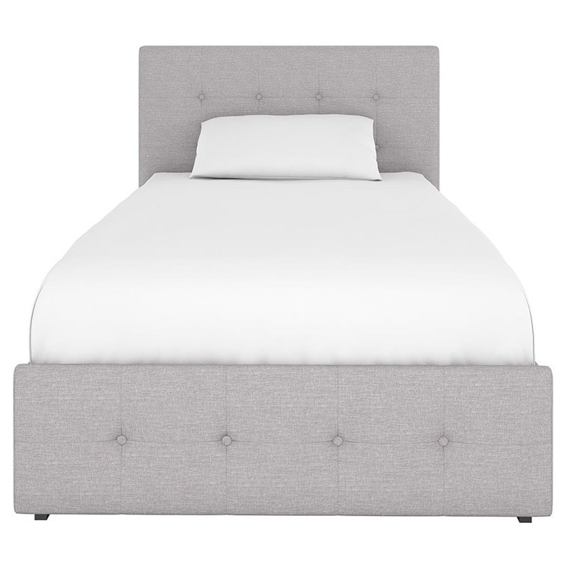 DHP Rose Tufted Twin Storage Panel Bed in Gray