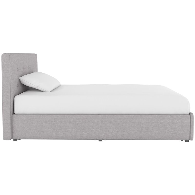 DHP Rose Tufted Twin Storage Panel Bed in Gray