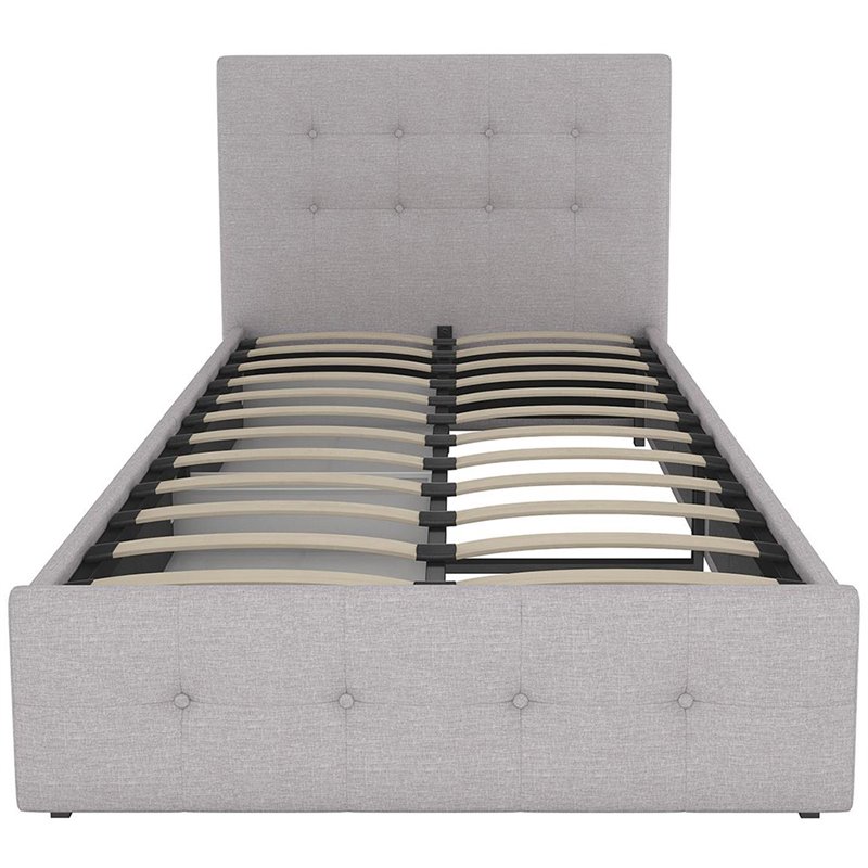 DHP Rose Tufted Twin Storage Panel Bed in Gray