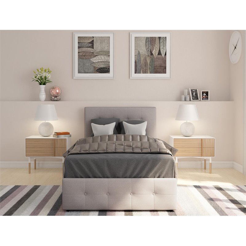 DHP Rose Tufted Twin Storage Panel Bed in Gray