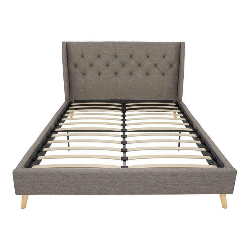 Novogratz Her Majesty Upholstered Queen Panel Bed in Gray