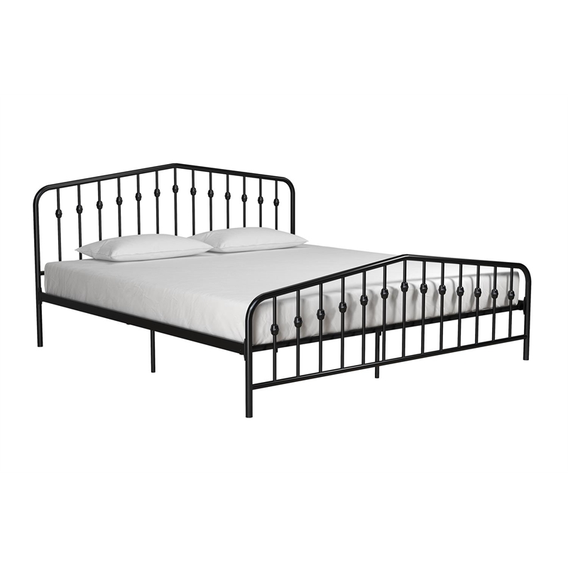 Novogratz Bushwick King Adjustable Metal Bed in Black