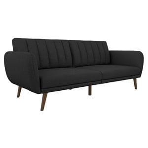 Novogratz Brittany Traditional Fabric Linen Sleeper Sofa in Dark Gray