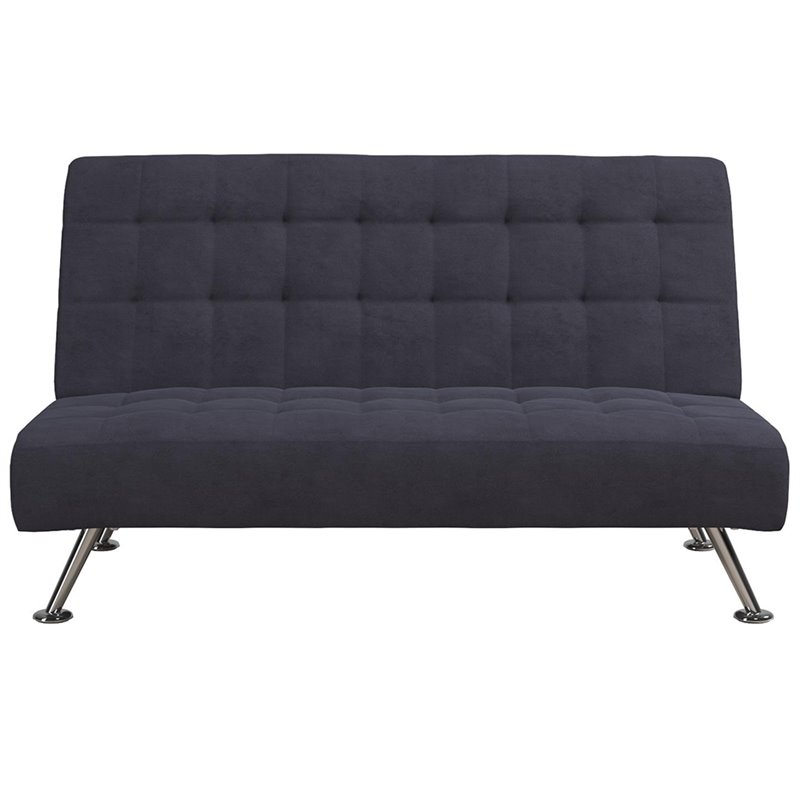 DHP Mabel Tufted Sleeper Sofa in Dark Blue and Chrome