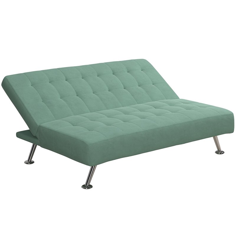 DHP Mabel Tufted Sleeper Sofa in Teal and Chrome