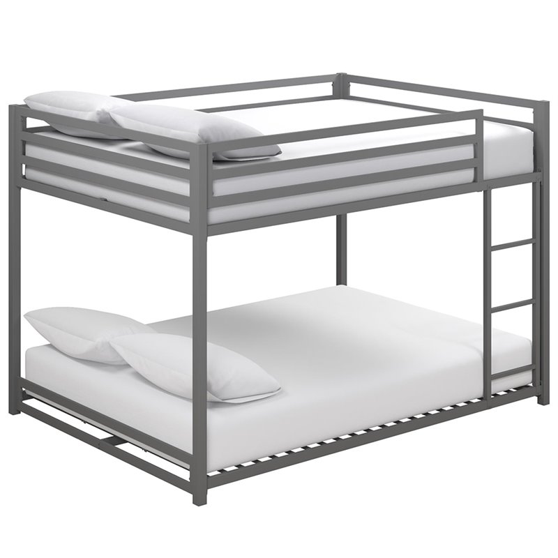 DHP Mabel Full Over Full Metal Bunk Bed in Silver