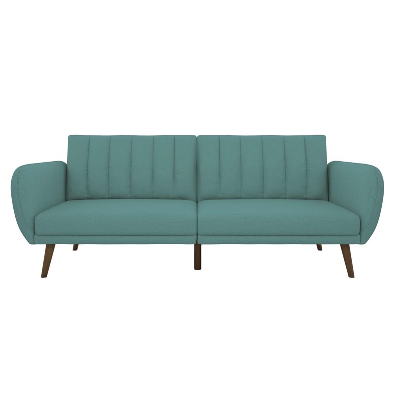 Novogratz Brittany Modern Fabric Linen Futon- Light Blue Finish