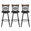 DHP Niam Upholstered Seat Swivel Barstools (Set of 3) Black