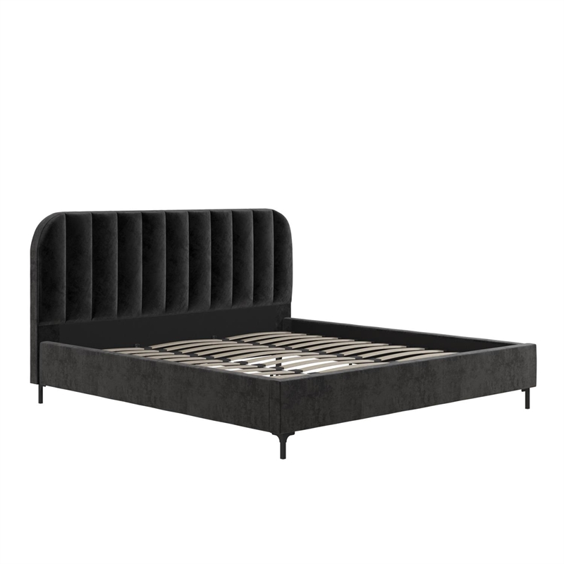 DHP Camilla Upholstered King Bed in Black Velvet