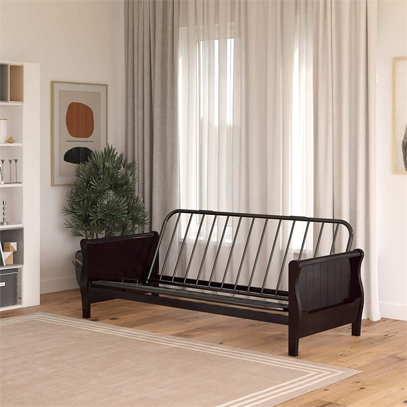 DHP Wood Futon Frame with Storage in Espresso