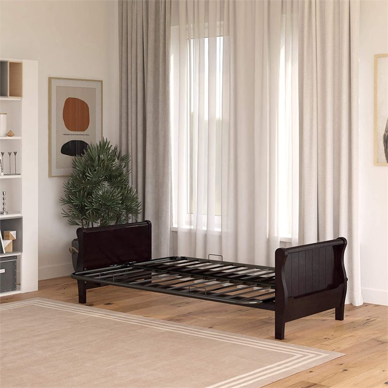 DHP Wood Futon Frame with Storage in Espresso