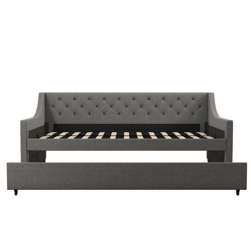 Novogratz Her Majesty Daybed and Trundle in Gray Linen