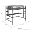 Novogratz Maxwell Metal Full Loft Bed with Desk in White